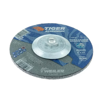 6'' x 1/4'' TIGER ALUMINUM Type 27 Grinding Wheel ALU24R 5/8-11 Nut 58230 10 pc