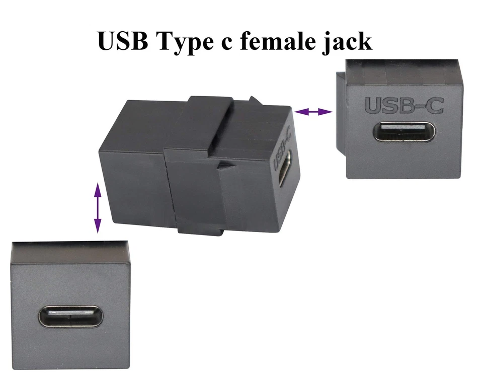 USB C Keystone Jack Adapter USB 3.1 Type-C Female to Female Keystone Insert S... - Image 3 of 4