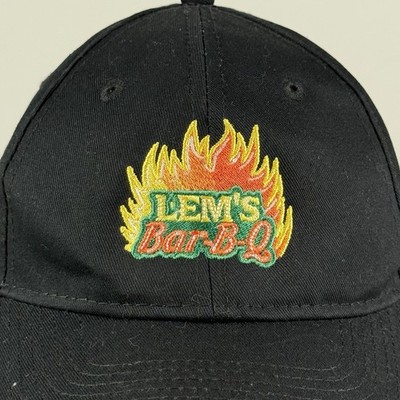Lem s Bar-B-Q Chicago Dad Cap Soft Shell Black Hat Adjustable Adult Strap Back