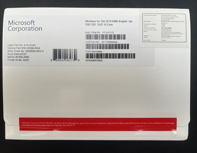  Windows Server 2016 Standard 64Bit Englisch OEI DVD 16 Core P73-07113
