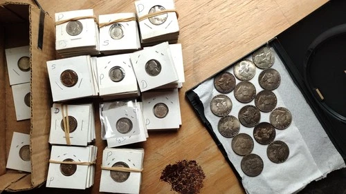 (14) 1955 *P* UNC Silver Franklin Halves  **Toned** Pulled From US Mint Set