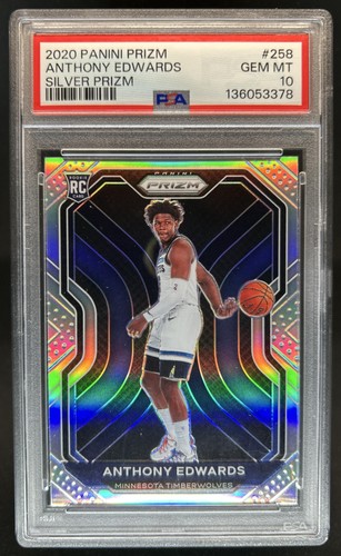 2020-21 Panini Prizm Anthony Edwards Silver Prizm RC #258 Timberwolves PSA 10