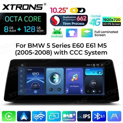 8GB 128GB 10.25'' Car Screen for BMW 5 Series E60 E61 CCC Qualcomm 662 4G LTE BT