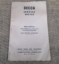 Beau Decca PX4 Valve Radiogram Service Notes Manual