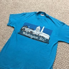Vintage 80s Washington D.C. T-Shirt Mens Medium Blue Capitol Monument USA Made