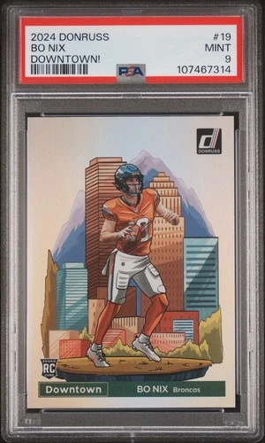 2024 PANINI DONRUSS DOWNTOWN! #19 BO NIX ROOKIE RC PSA 9