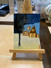 ACEO Original Acrylic Painting Landscape Abstract Art Card ATC Scenery 109