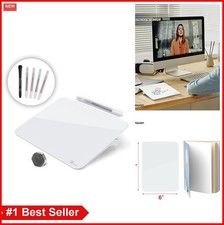 Small Dry Erase Board 8x6 Inches Glass Desktop Whiteboard with Markers