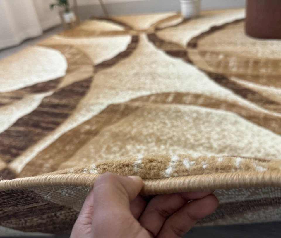 大号当代小地毯客厅地毯 8'x10' 米色/棕色 — 第 3/4 张图片