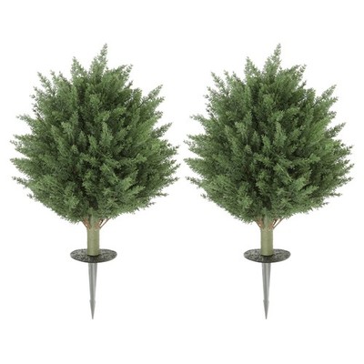 HOMCOM 60 cm Künstliche Zypresse mit Bodenpfahl, 2er Set, grün
