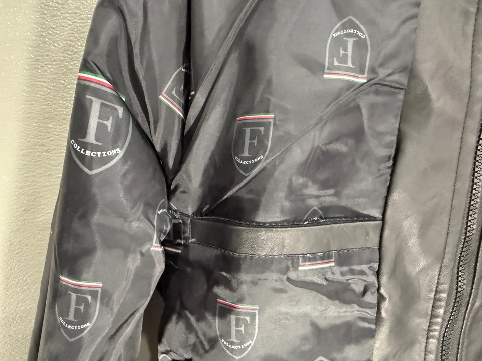 Chaqueta de hombre de cuero negra nueva con etiquetas F-COLLECTION. Talla L. Estilo: M22005:PR810 Foto 4 de 4