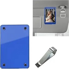 Sun Visor Photo Holder, Magnetic Visor Decoration Picture Frame, Universal Blue