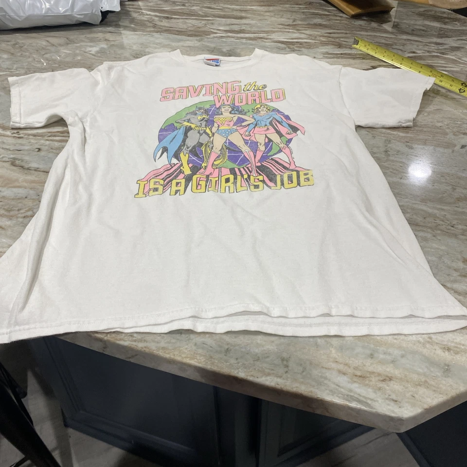 Junk Food Saving The World Is A Girls Job Wonder Woman T-Shirt Sz M Batgirl - Image 2 of 4