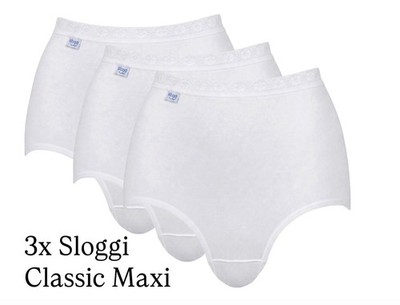 Sloggi Maxi Brief Classic 42 White 95% Cotton & 5% Elastane NEW 3 Pack