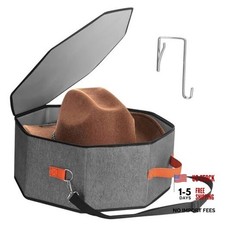 kushon Hat Storage Box for Women Men, Hardboard Support Cowboy Hat Boxes Grey