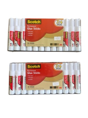 3M, Scotch  Permanent Glue Stick Pack Of 48/0.28oz, Clear, Acid-free, Non-toxic