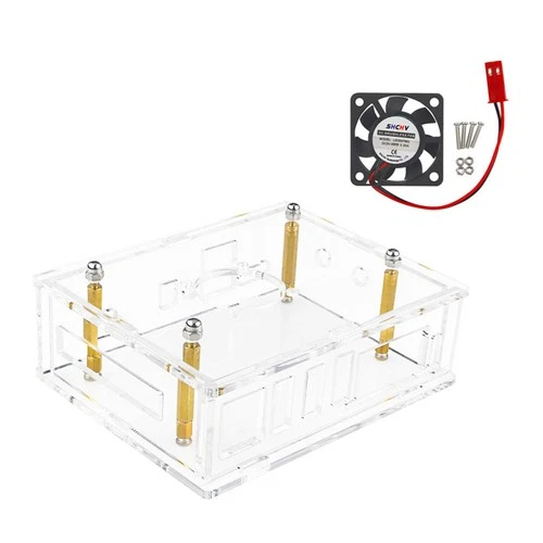 Acrylic Transparent Enclosure Case House W/ Cooling Fan For Orange Pi 5 Plus D