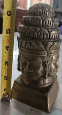 Shiva 4 Faced Mukhalinga Goddess Fortune Head Heavy Antique Signed Bun Hean