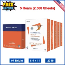 Hammermill Printer Paper, Premium Multipurpose Paper 20 lb, 8.5 x 11 - 5 Reams