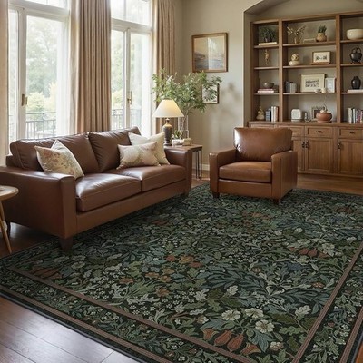 Bavni Floral Dark Green Area Rugs 8x10