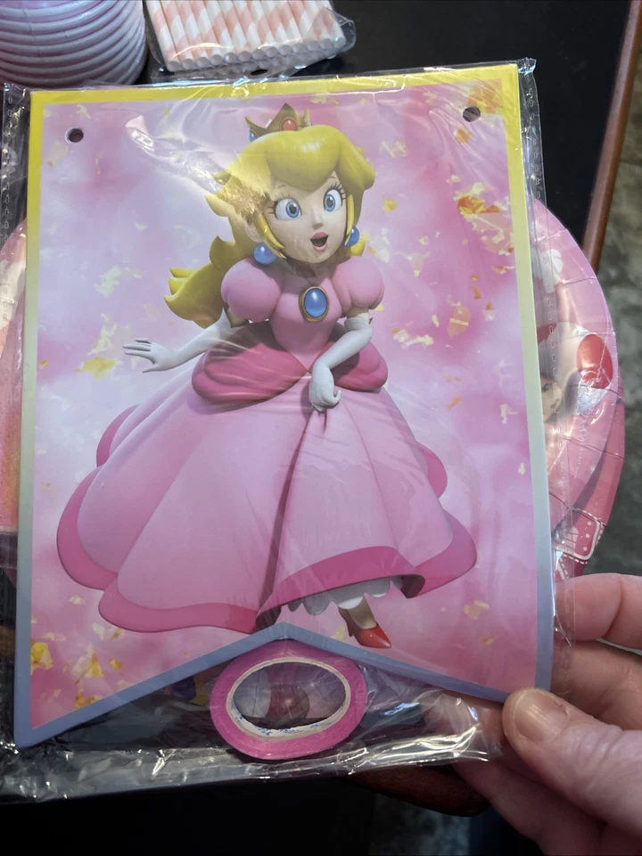 Mario Princess Peach Birthday Party Decoration Kit - Image 3 of 4