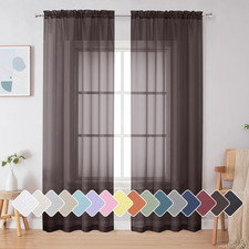 Chocolate Sheer Curtains 84 Inches Long, Light Filtering Rod Pocket Solid Color