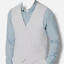 Tommy Hilfiger Men's White Chambray Modern-Fit Suit Vest Size XL