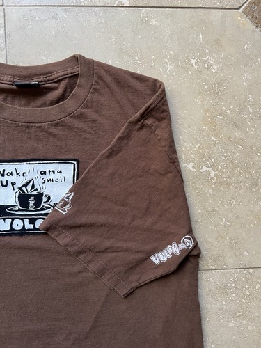 Vintage Volcom braun Kurzarm Kaffee Parodie Grafik T-Shirt Größe 2XL - Bild 3 von 5