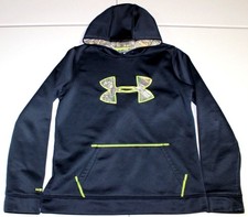 Boys Under Armor Fleece Camo Big Logo Hoodie Sweatshirt Pullover Youth XL Black
