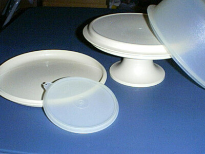 TUPPERWARE Cake Plate 1710 Cover 1695 on Pedestal Stand 1533 Serving Tray  1531