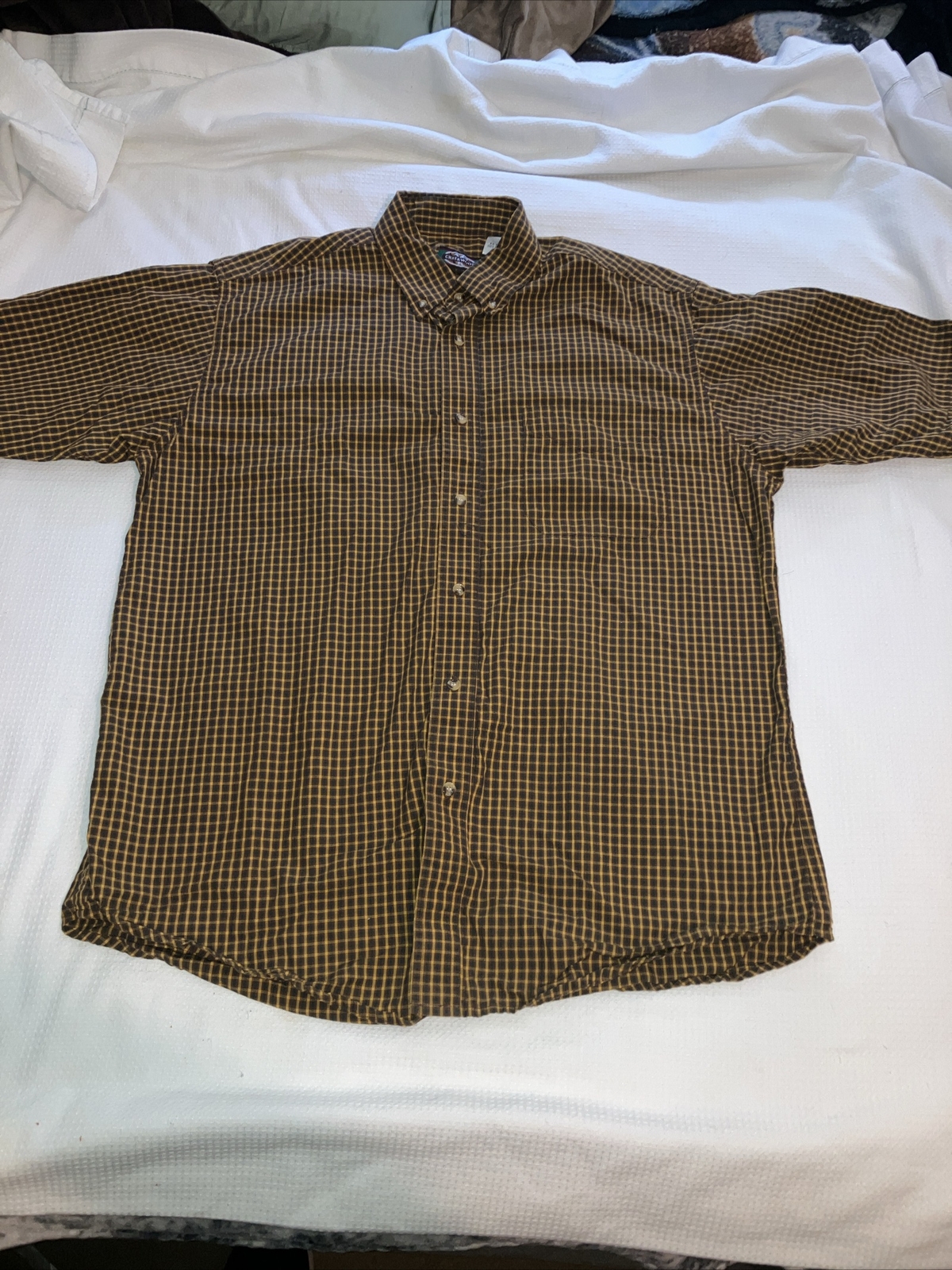 Greenwood Short Sleeve Button Down Men Size L Plaid Shirt