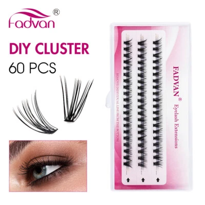 FADVAN Individual False Eyelashes Segm ented Cluster Eye Lashes Curl Lash Party