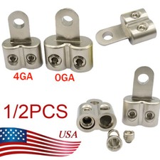 1/2Pcs 0/4 Gauge Screw Wire Butt Ring Terminal Connectors Car Audio Wire Power T