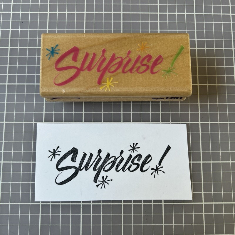 Rubber Stampede Surprise Z-398-E Posh Impressions Rubber Stamp Birthday Shower