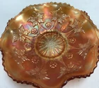 Vintage Fenton Marigold Carnival Glass Little Flowers Bowl 9 3/4" Wide