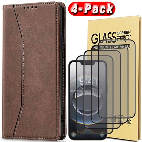 Funda protectora de pantalla con soporte de cuero para iPhone 16 Pro Max/Plus/16e - Imagen 32 de 42