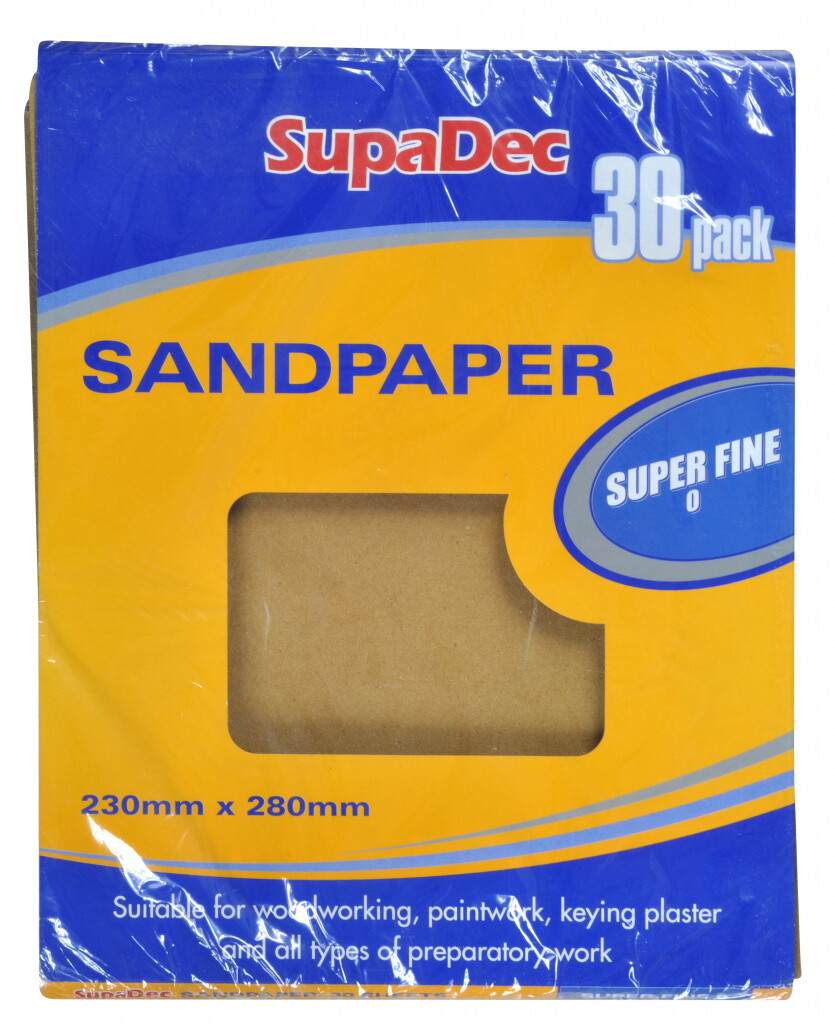30x SupaDec DIY Decorating Wood Paint Plaster Finishing Sandpaper - Super Fine