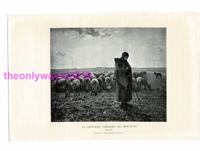 Bergere Gardant Ses Moutons, Millet, Paris, Book Illustration, c1918