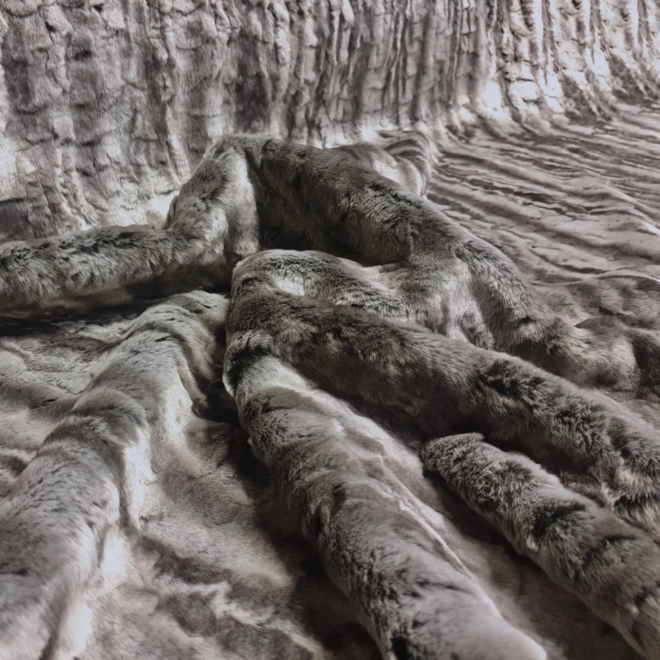 Webpelz Kurzhaar Kunstfell Stoff Deko Graubeige Dunkelbraun weiches Fell Imitat - Bild 4 von 4