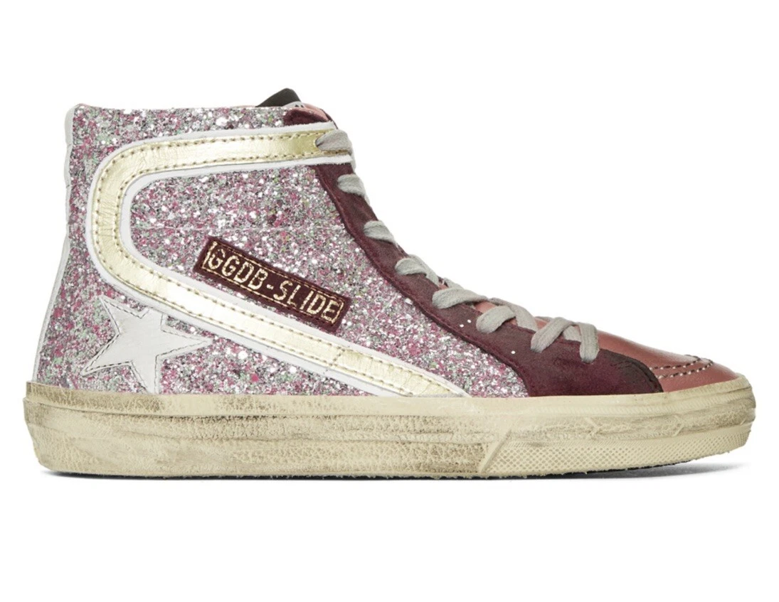 Golden Goose Pink Glitter Slide High Top Sneaker 38 | eBay