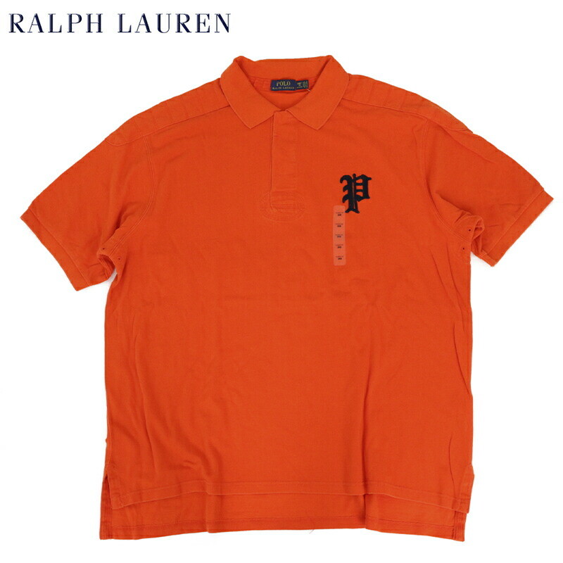 Однотонная рубашка поло Polo Ralph Lauren Big - Tall с коротким рукавом и Р - образным вырезом оранжевого цвета - 13990₽