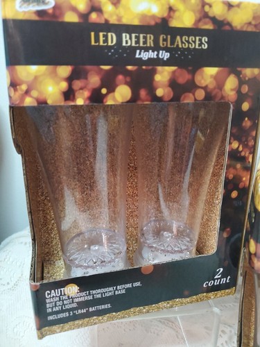 LED Wine Champagne Flute Glasses Plastic Light up Cup Cocktail Tableware 2 Sets - Picture 2 of 6