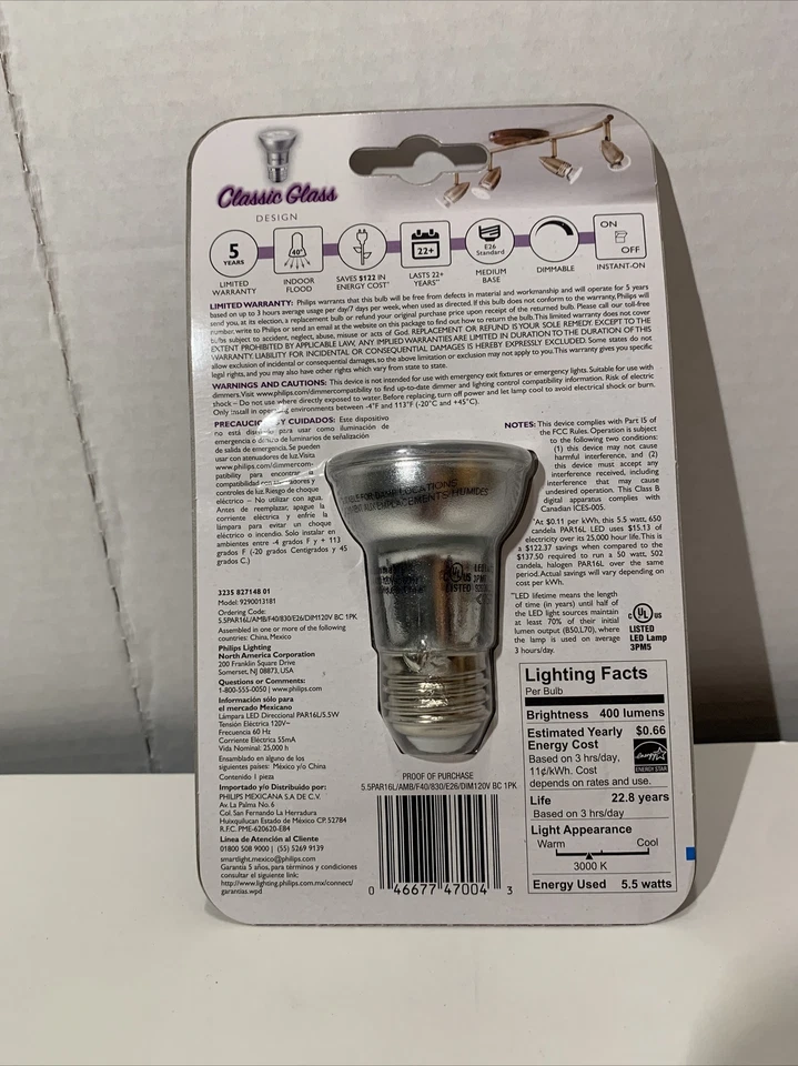 PHILIPS 5.5-Watt "Classic Glass" PAR16L Dimmable Bright White LED Flood Light - Image 3 of 4