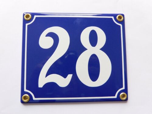 Old French Blue Enamel Porcelain Metal House Door Number Street Sign / Plate 28 - Picture 1 of 3