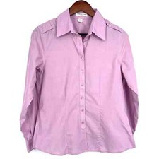 Coldwater Creek Womens Size Small 4-8 No Iron Purple Button Blouse Shirt Top