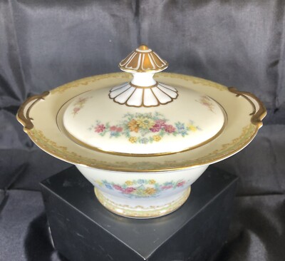 Noretake condiment/sugar bowl. w/lid. Vintage 1930s Porcelain china.
