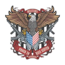 American Eagle USA Flag and Weapon Artwork for Veterans Day Bumper Sticker 5"