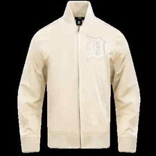 Pro Standard - MLB Detroit Tigers Neutral Men's Zip Up Twill Jacket - Eggshell
