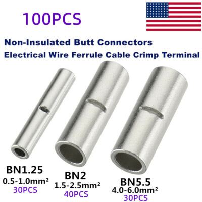 DNF 100 Pack Copper Car + Alarm Blue Color Vinyl Butt Connector 16-14