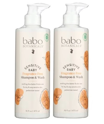 BABO BOTANICALS Sensitive Baby Shampoo & Body Wash - 16 oz ( 2 pack)